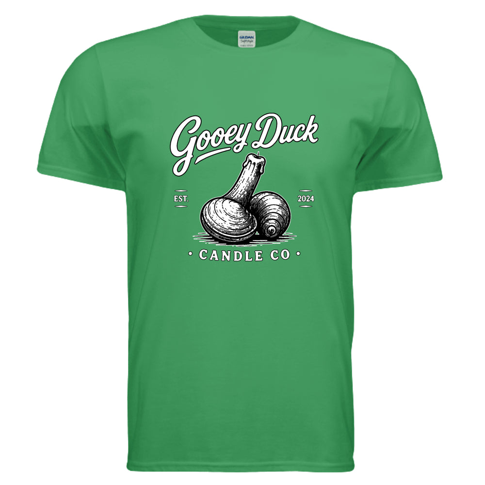 Irish green Gooey Duck Logo Tee, front view