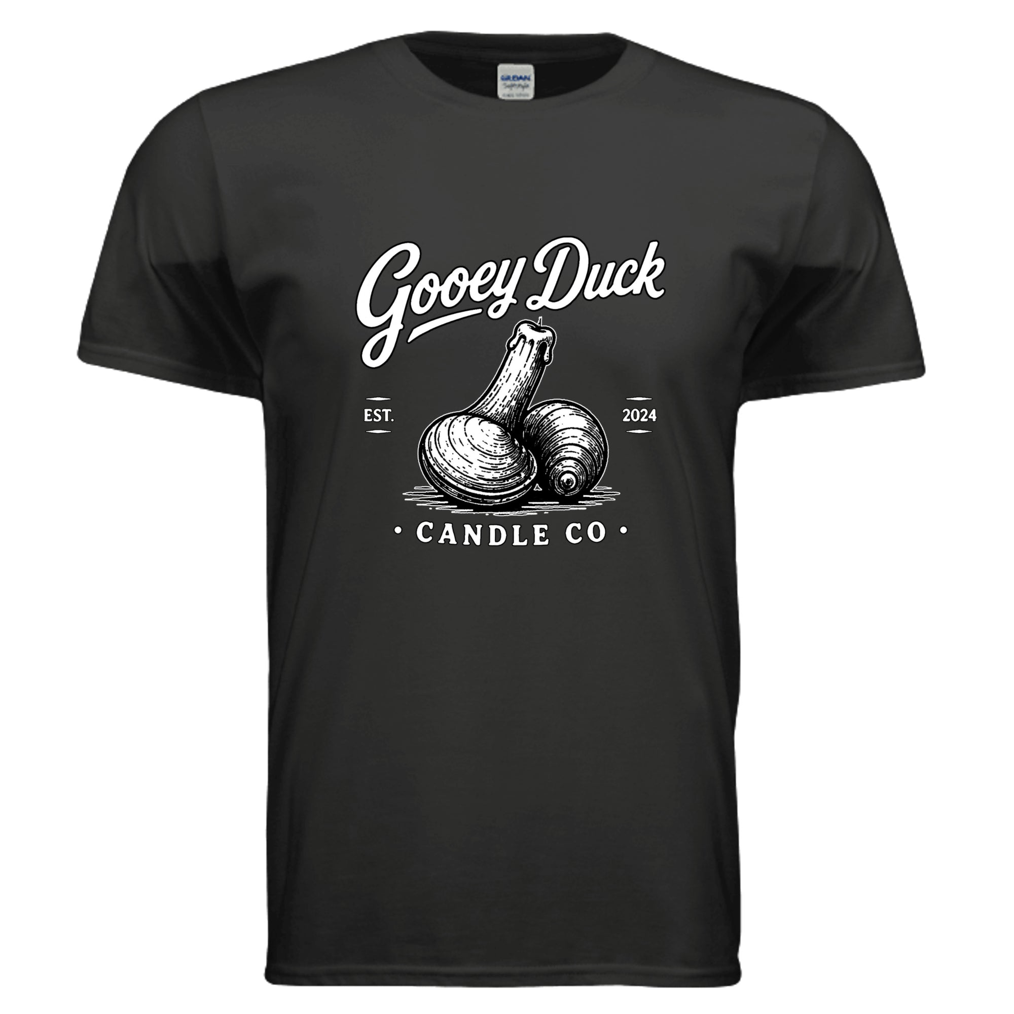 Black Gooey Duck Logo Tee, front view