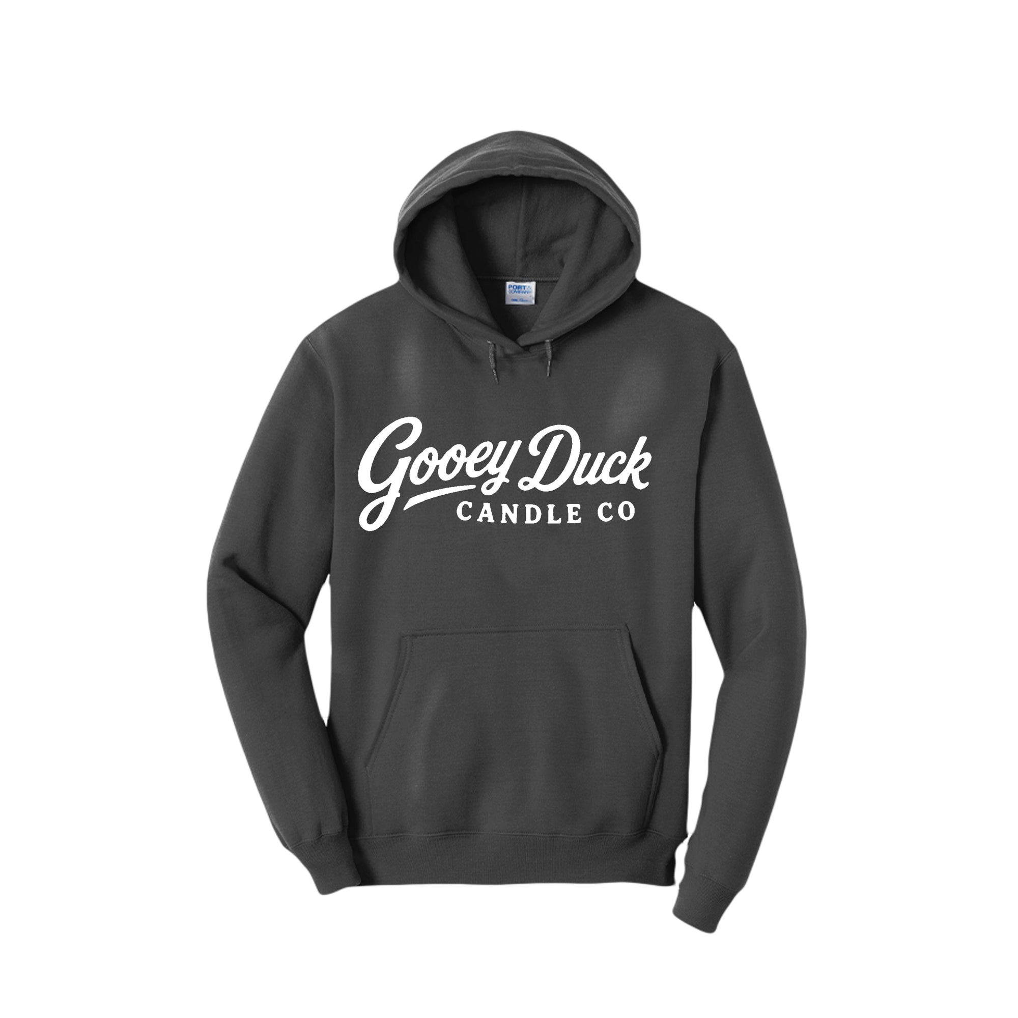Jet black Gooey Duck Wordmark Hoodie, front view