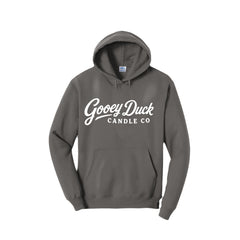Charcoal Gooey Duck Wordmark Hoodie, front view