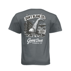 Vintage Heavy Metal geoduck tee with ‘Don’t Blame Us. Nature Started It.’ artwork, back view