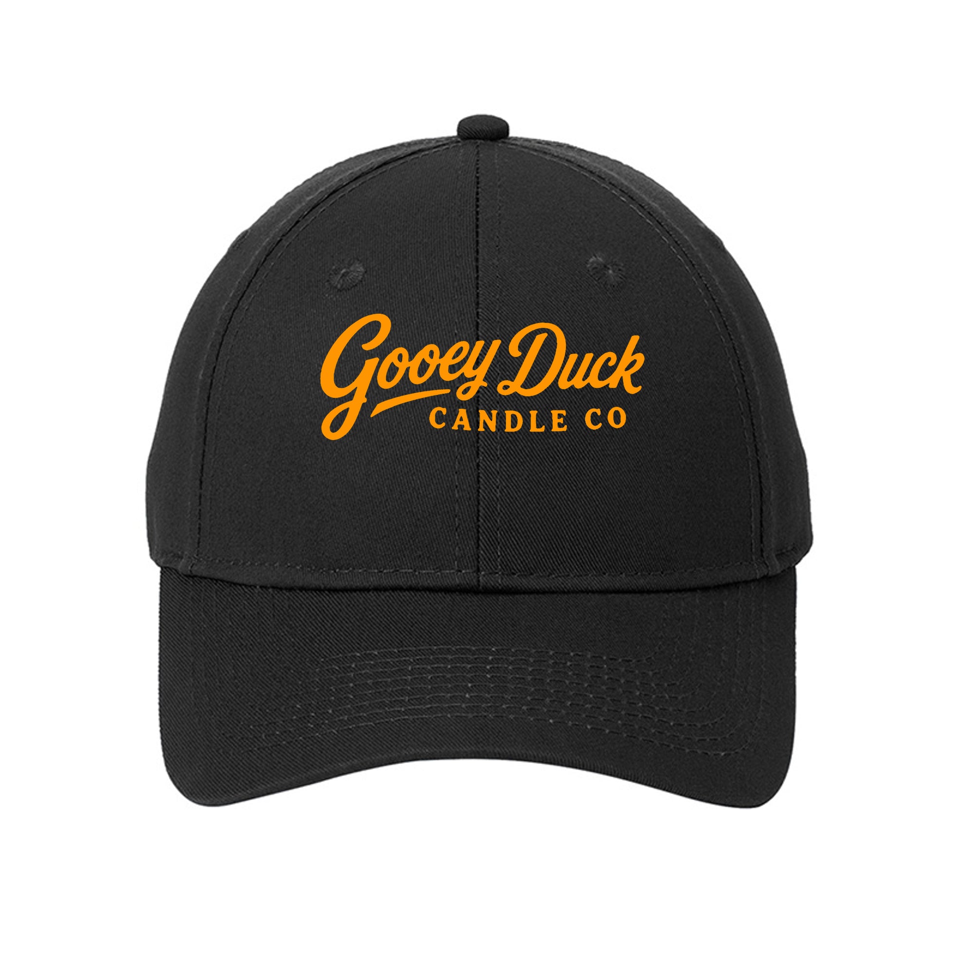 Black Gooey Duck Logo Cap, front view