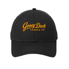 Black Gooey Duck Logo Cap, front view